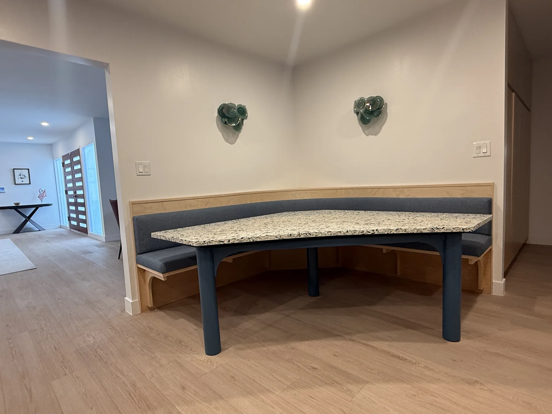 Finished Encino banquette and custom dining table — image 1